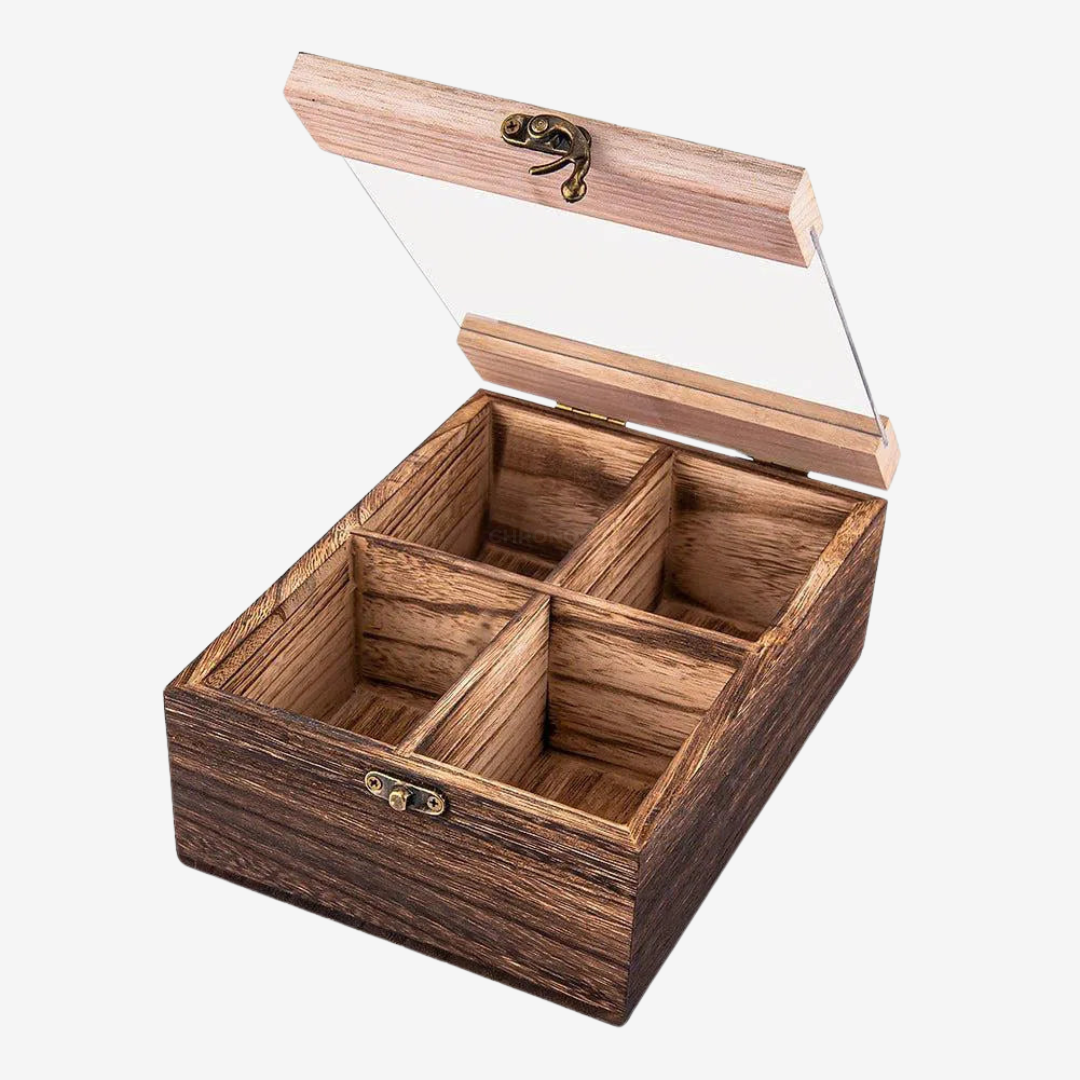 Boîte à montres - Coffret vintage en bois 4 emplacements - Boîte à montres