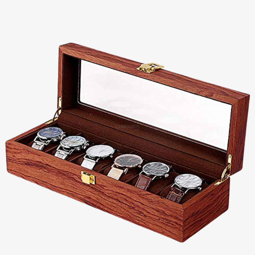 Boîte à montres - Bois de noyer 6 emplacements - Boîte à montres