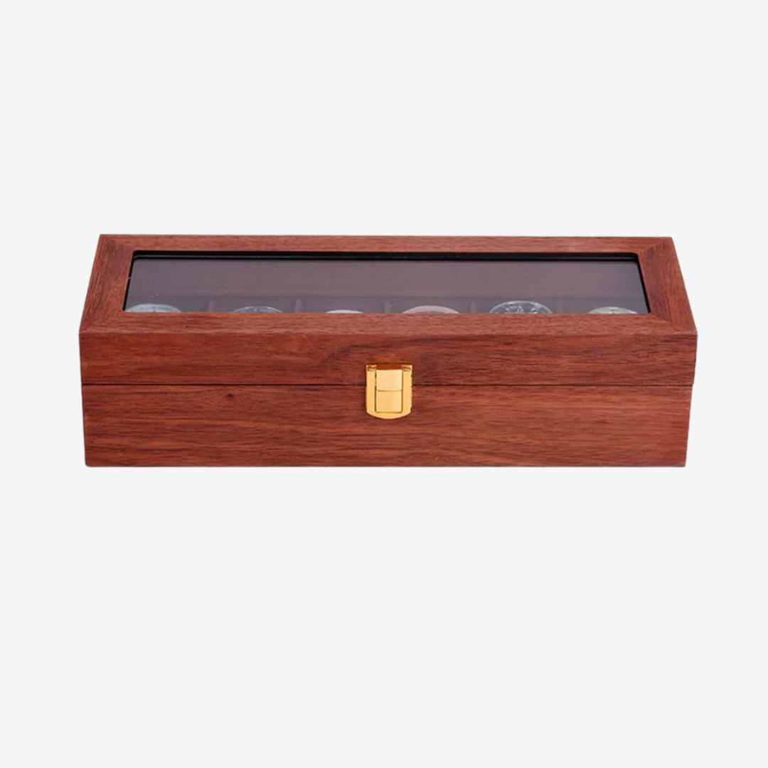 Watch Box - Walnut Wood 6 Slots - Watch Box