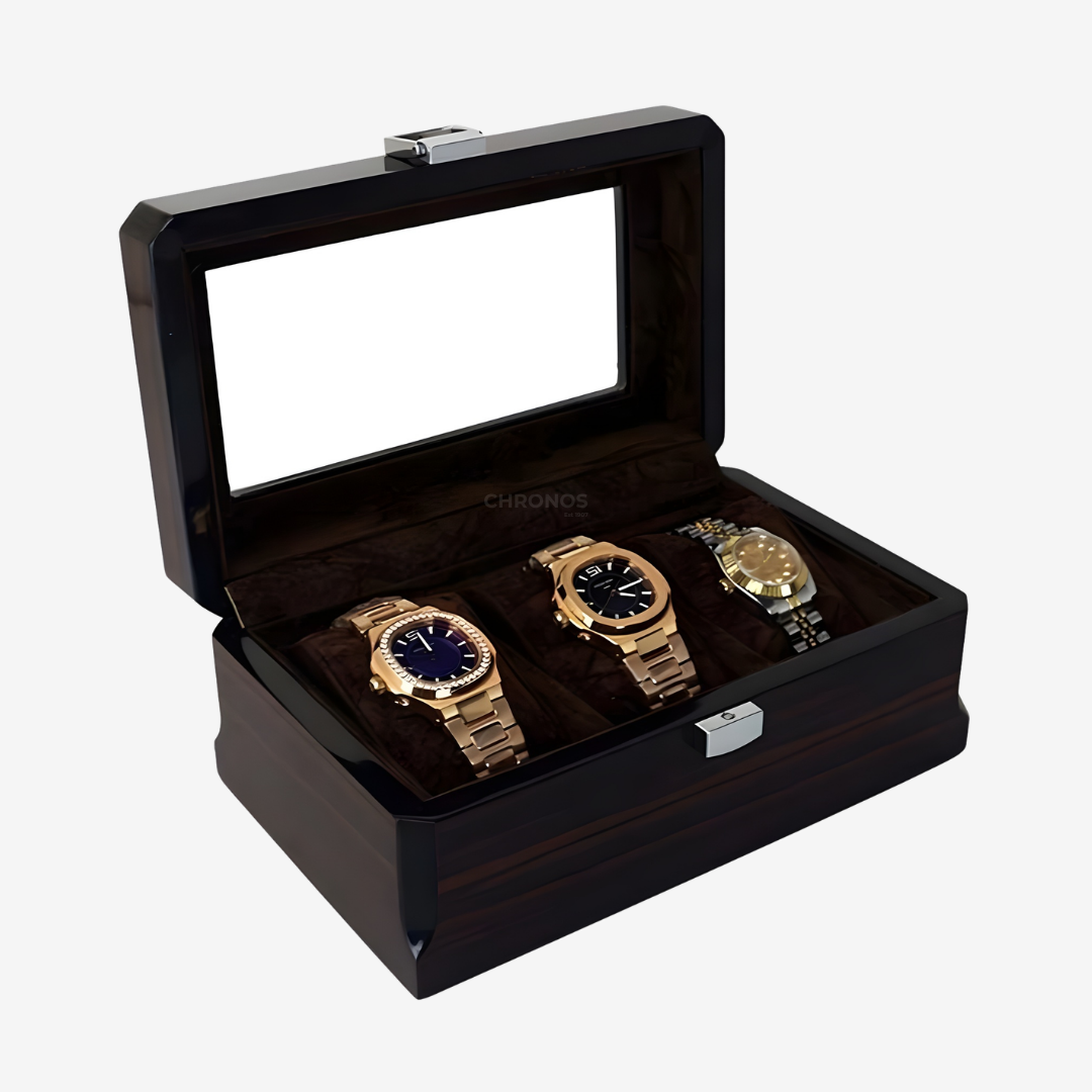 Watch Box – Watchmaster Black 3 Slots - Watch Box