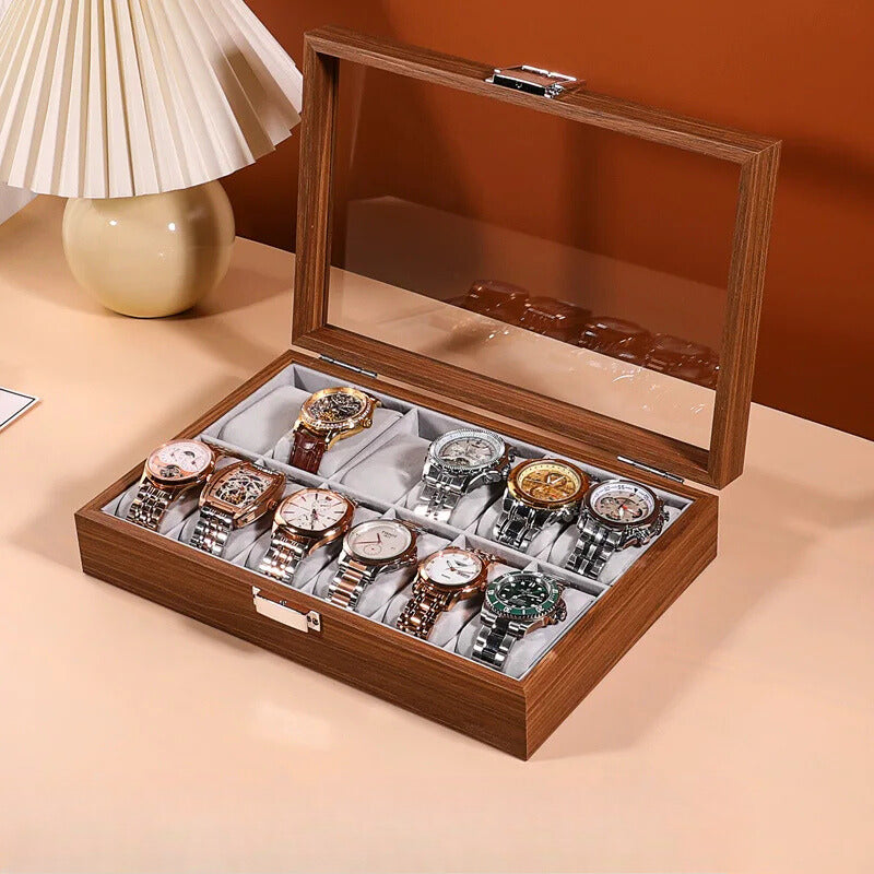 Watch Box - Wood and Transparent - 12 slots - Watch Box