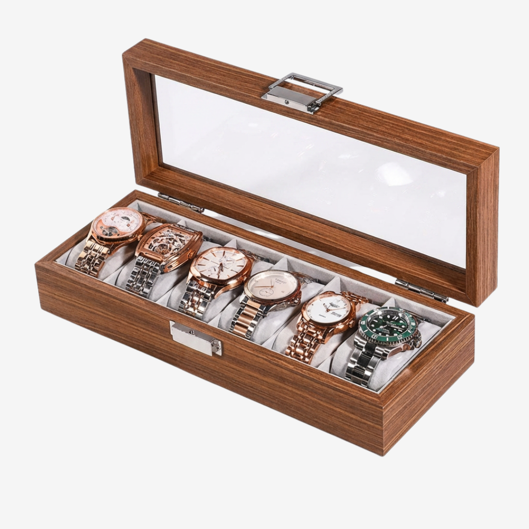 Watch Box – Wood and Transparent - 6 slots - Watch Box