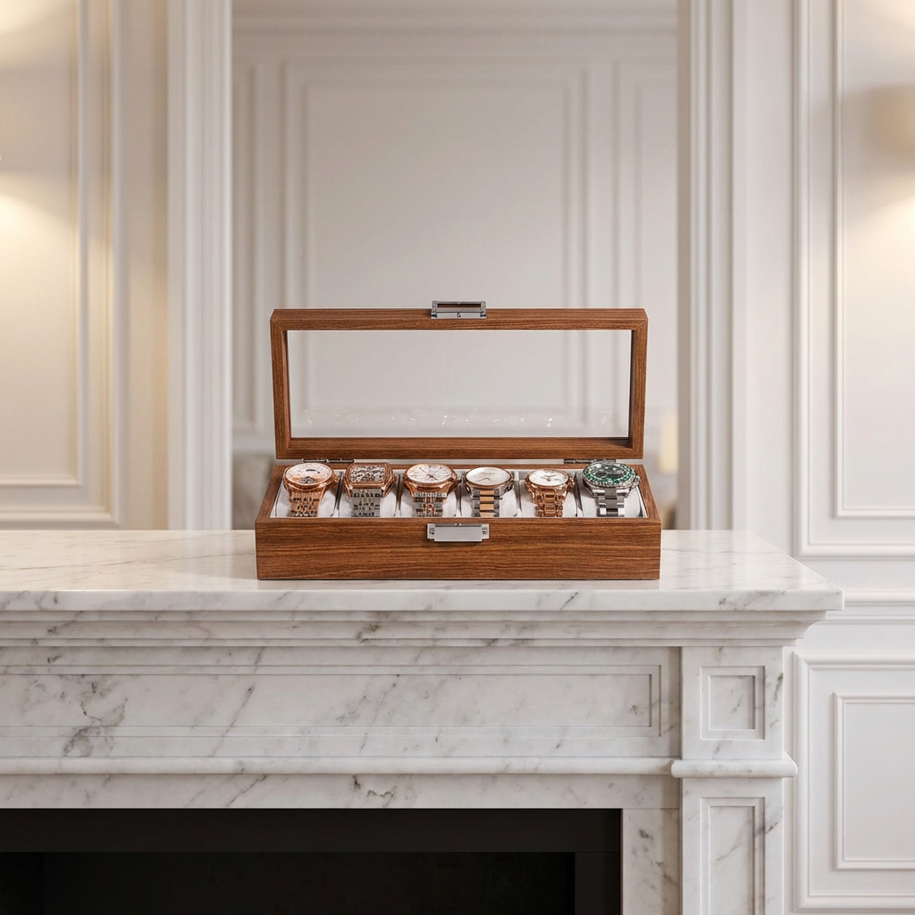 Watch Box – Wood and Transparent - 6 slots - Watch Box