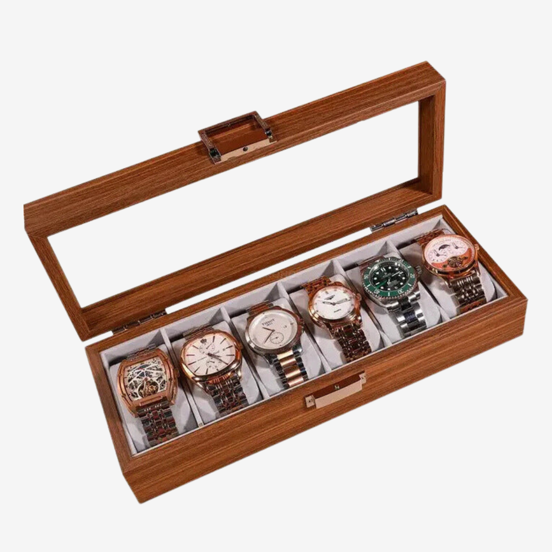 Watch Box – Wood and Transparent - 6 slots - Watch Box