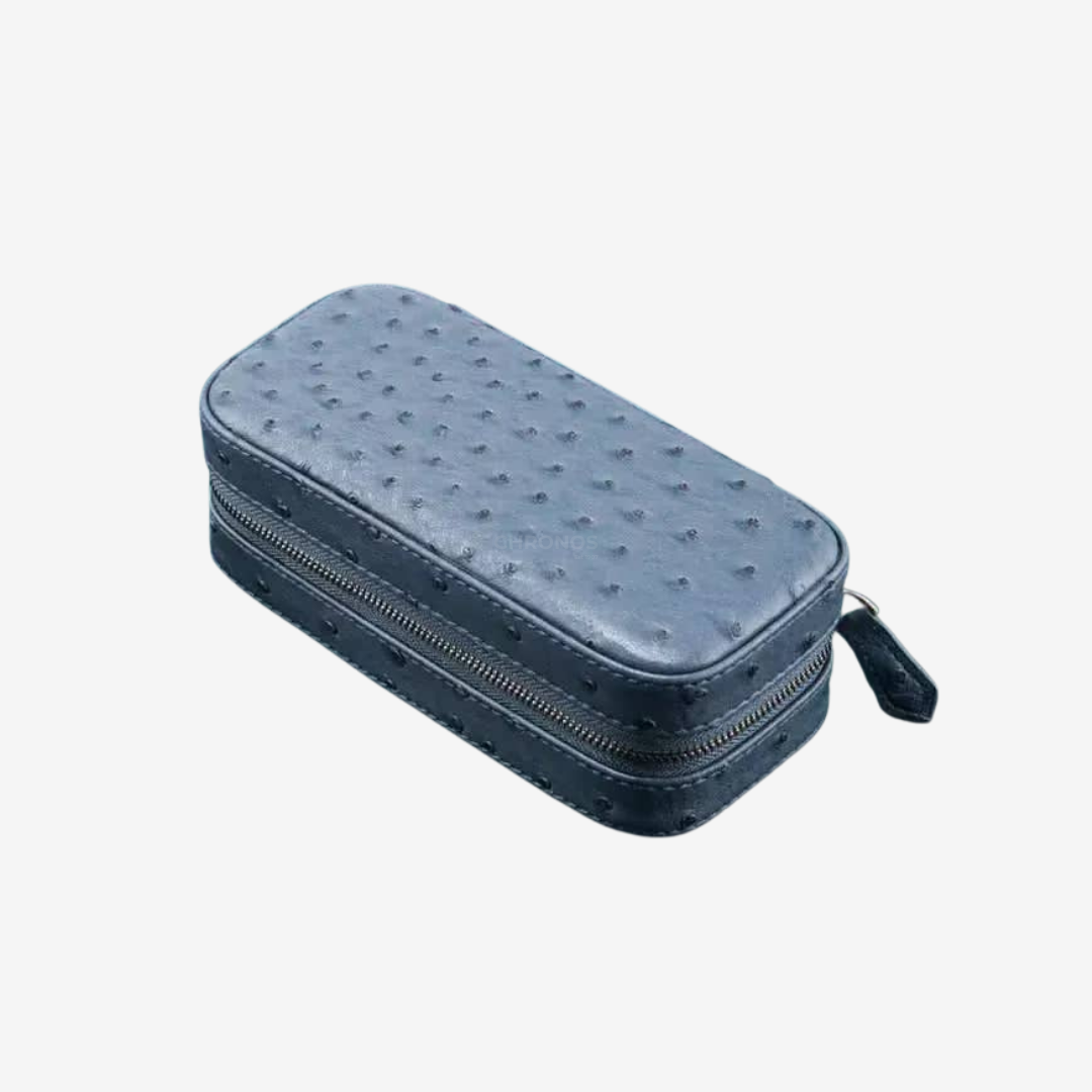 Watch Case – Bluish Ostrich 2 Slots - Watch Box