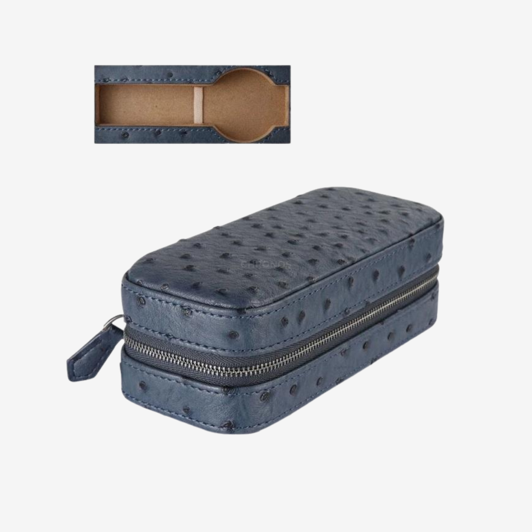 Watch Case – Bluish Ostrich 2 Slots - Watch Box