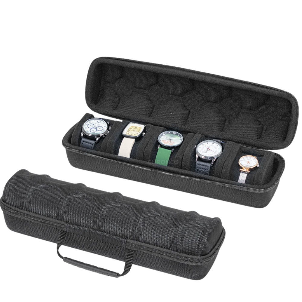 Watch Case, Classic Black - 5 Slots - Watch Case
