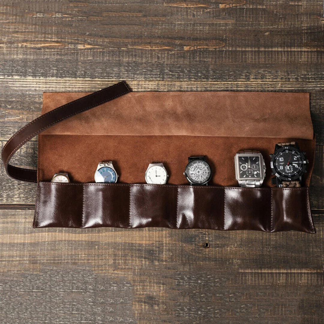 Watch Case - Leather Roll 6 slots - Watch Box