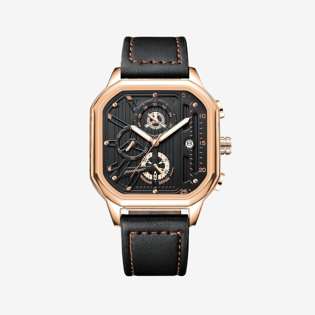 Watch – Massimo – 42mm - Rose Gold Black - Leather - Watch