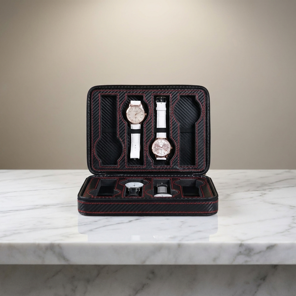 Watch Roll – Black Crimson 8 Slots - Watch Roll