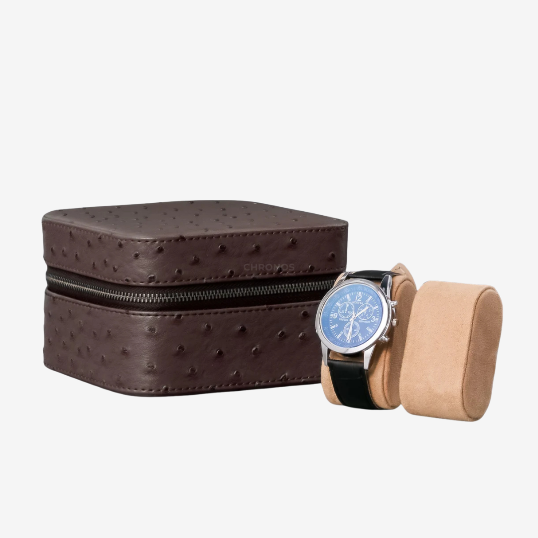 Watch Roll – Brown Ostrich 2 Slots - Watch Box