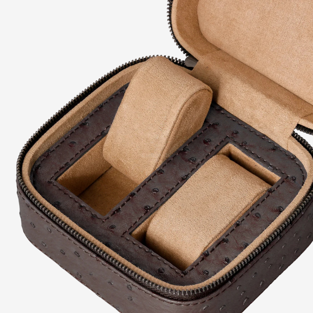 Watch Roll – Brown Ostrich 2 Slots - Watch Box