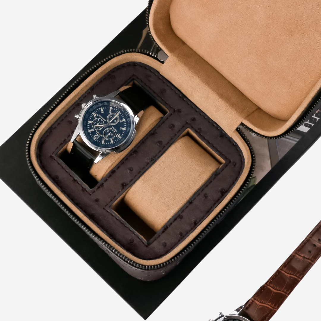 Watch Roll – Brown Ostrich 2 Slots - Watch Box