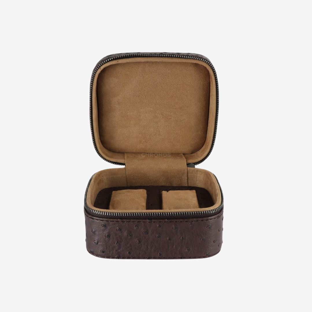 Watch Roll – Brown Ostrich 2 Slots - Watch Box