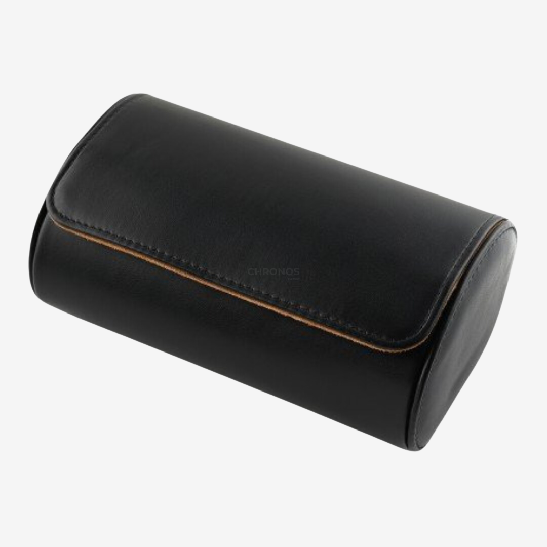 Roll-up double pour montres – Étui à montres en cuir noir - Roll-up pour montres