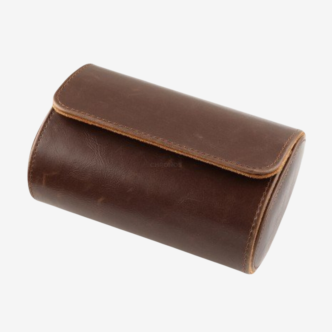 Roll-up double pour montres – Étui à montres en cuir marron - Roll-up pour montres