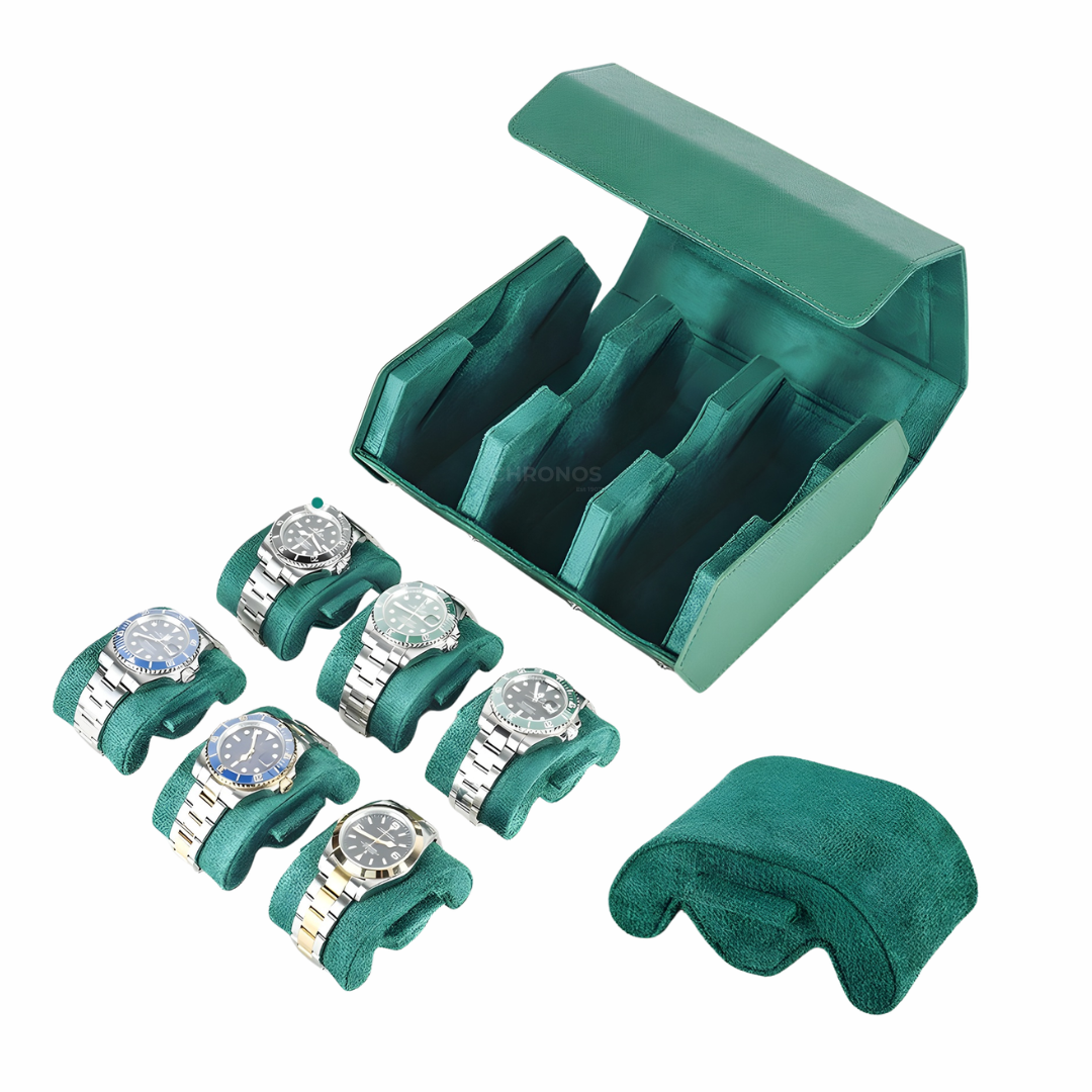 Watch Case – Emerald Roll 6 Slots - Watch Case