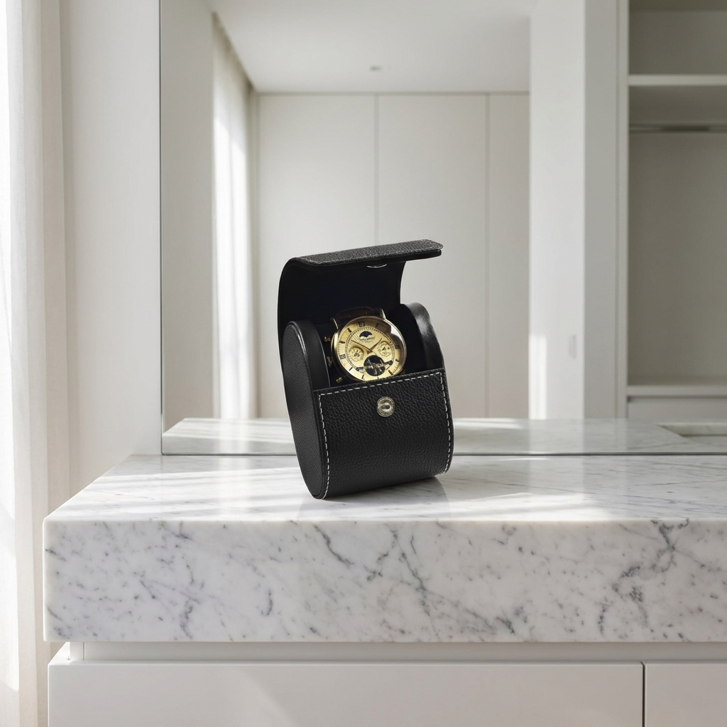 Watch Roll – Full Grain Black - Watch Roll