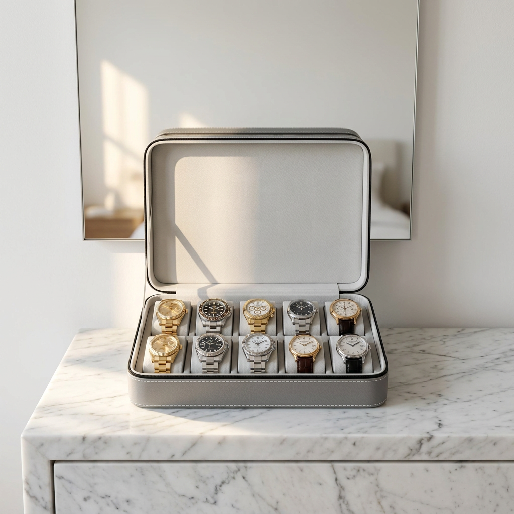 Watch Roll – Gray Classic 10 Slots - Watch Box