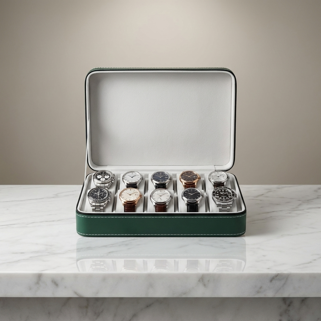Watch Roll – Green Classic 10 Slots - Watch Box