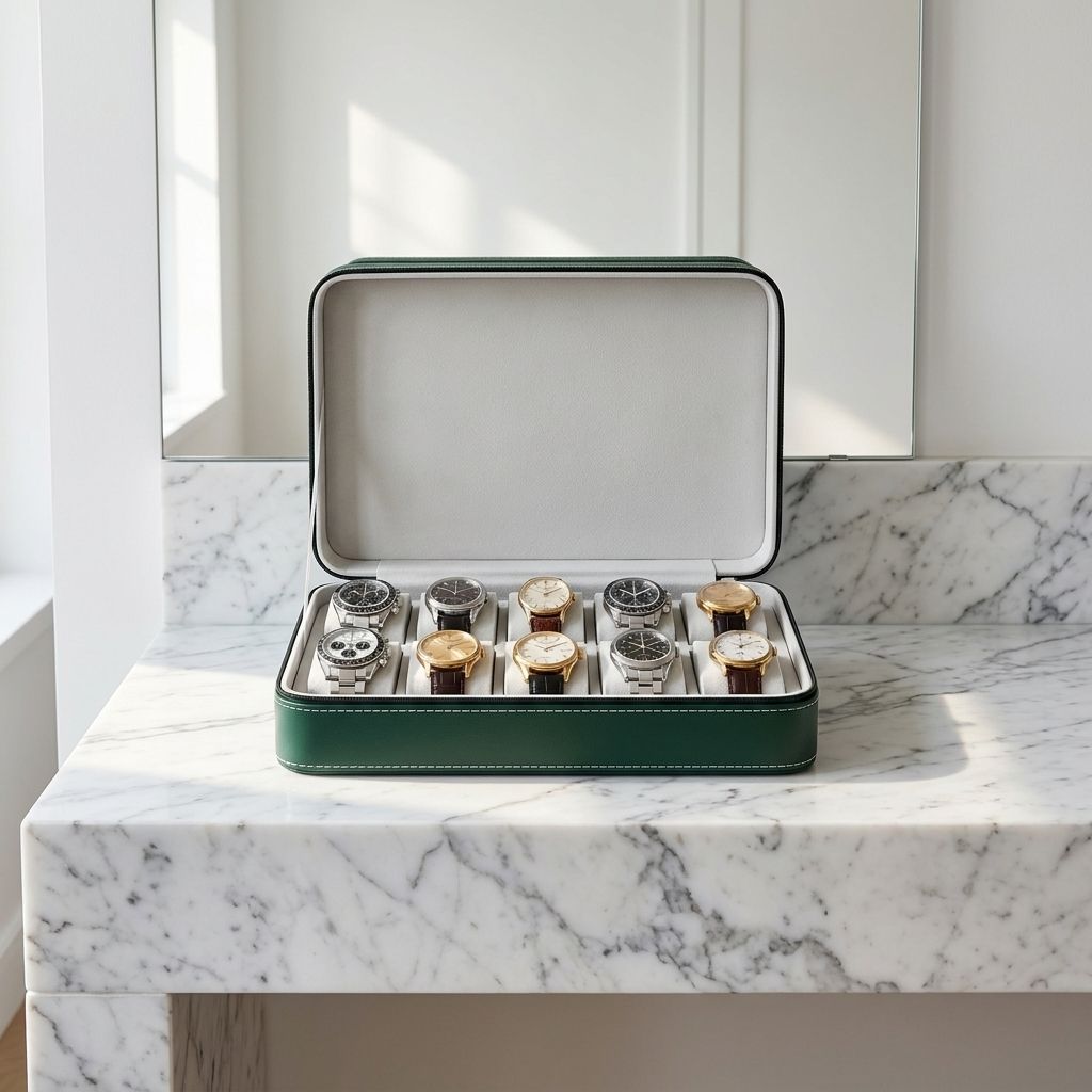 Watch Roll – Green Classic 10 Slots - Watch Box