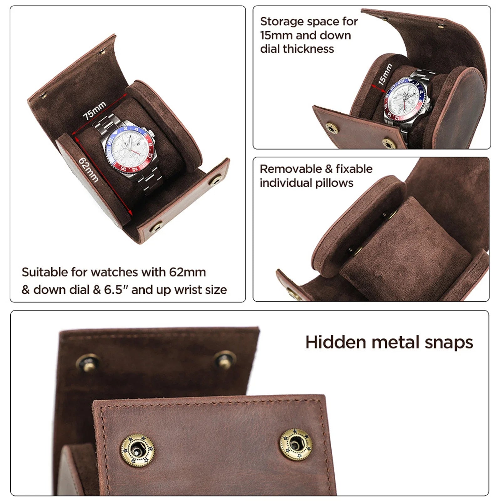 Watch Roll – Leather 1 Slot - Watch Roll