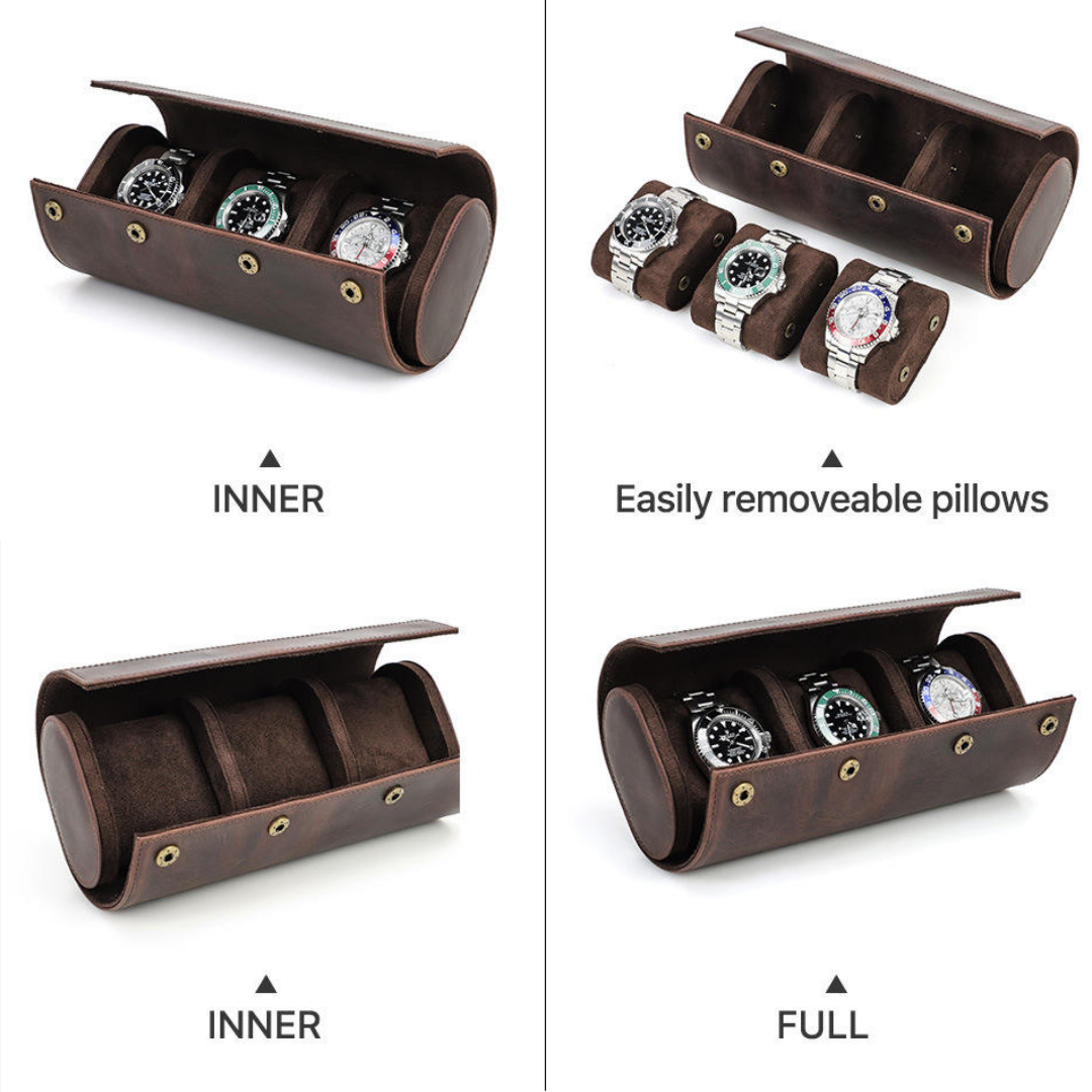 Watch Roll – Leather 3 Slots - Watch Roll