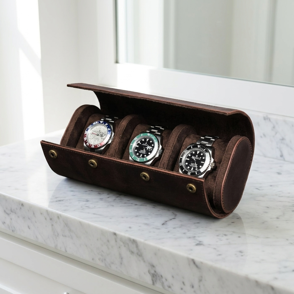 Watch Roll – Leather 3 Slots - Watch Roll