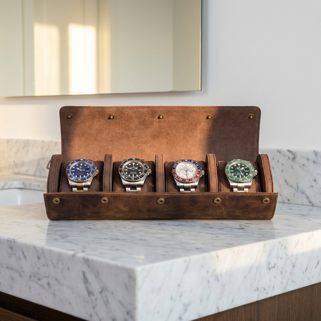 Watch Roll – Leather 4 Slots - Watch Roll