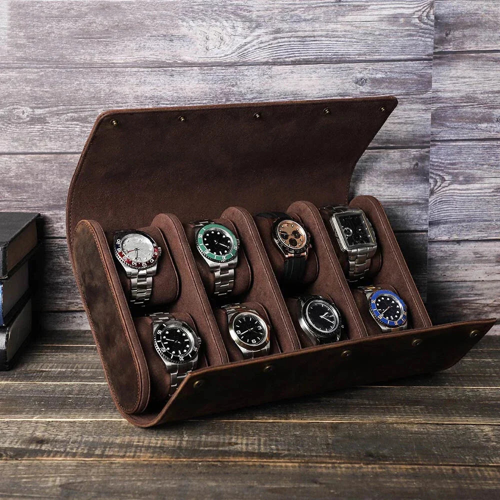 Watch Roll – Leather 8 Slots - Watch Roll