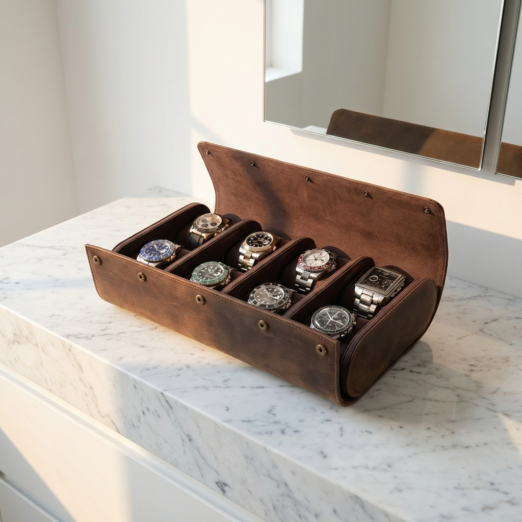 Watch Roll – Leather 8 Slots - Watch Roll