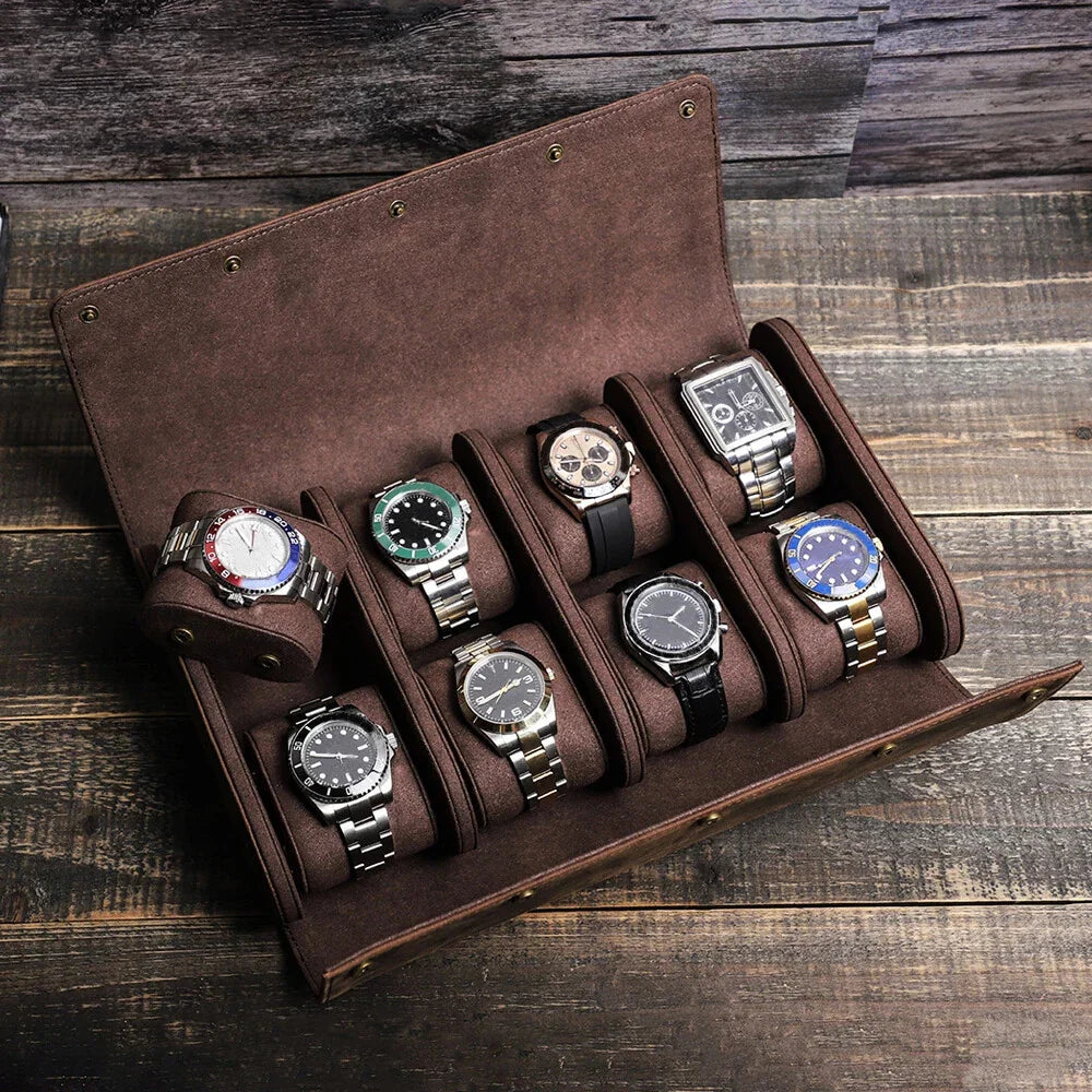 Watch Roll – Leather 8 Slots - Watch Roll