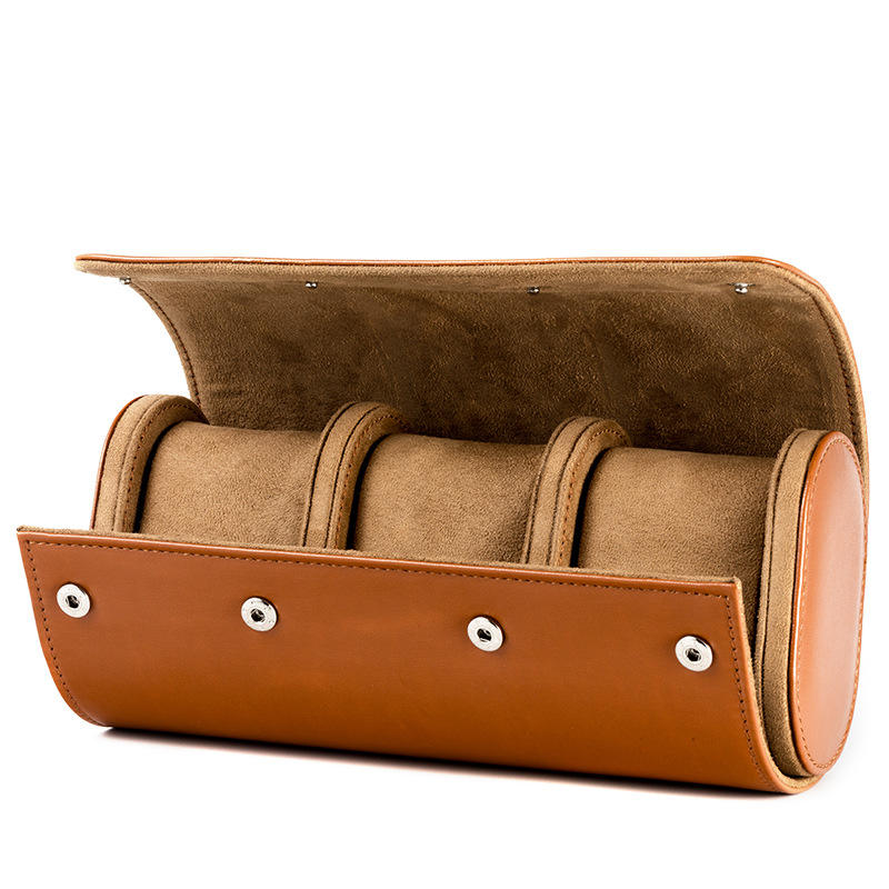 Watch Roll – Majestic Leather 3 Slots - Brown - Watch Roll