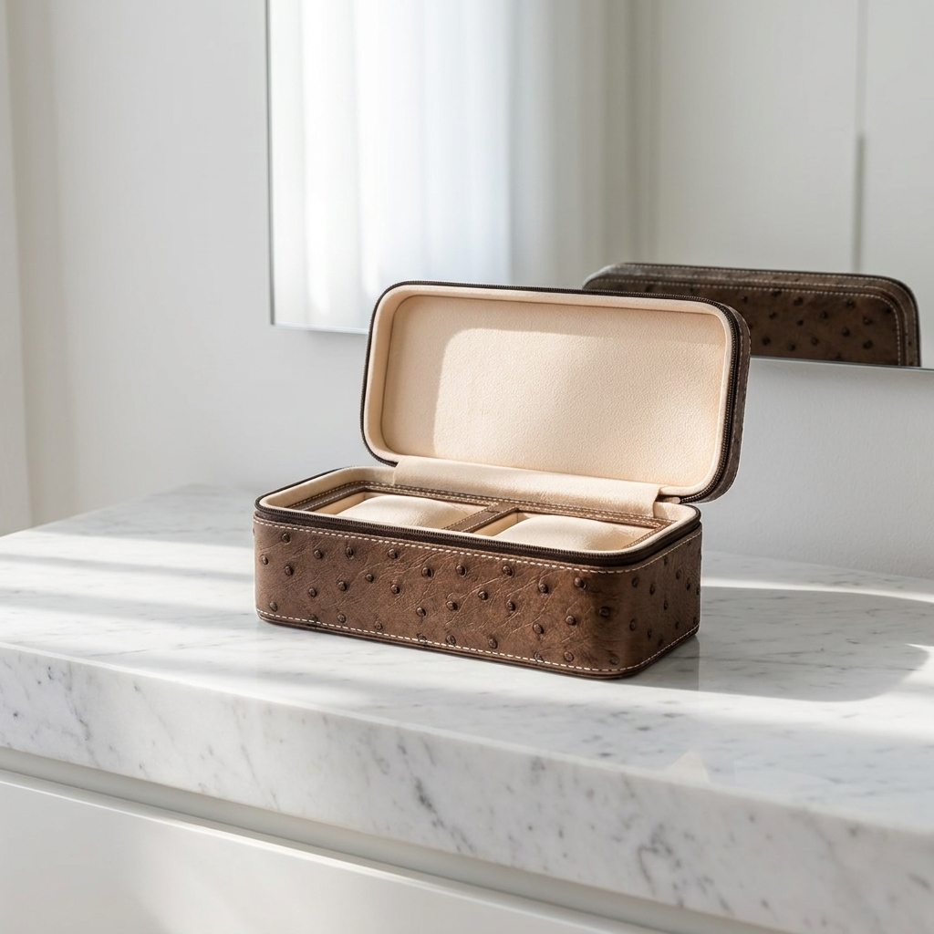 Watch Roll – Taupe Ostrich 2 Slots - Watch Box