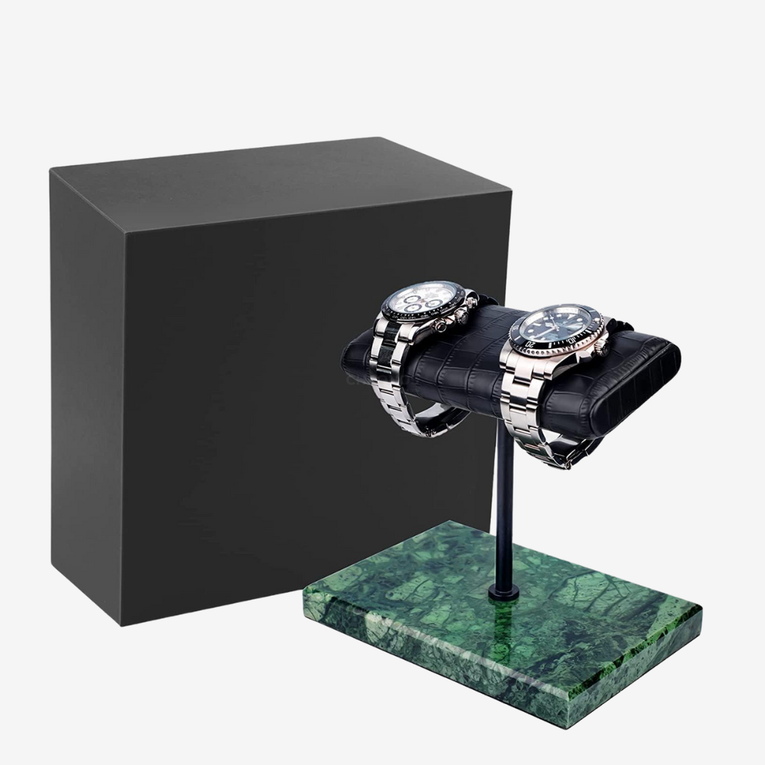Support pour montre - Double coussin marbre vert - SUPPORT POUR MONTRE