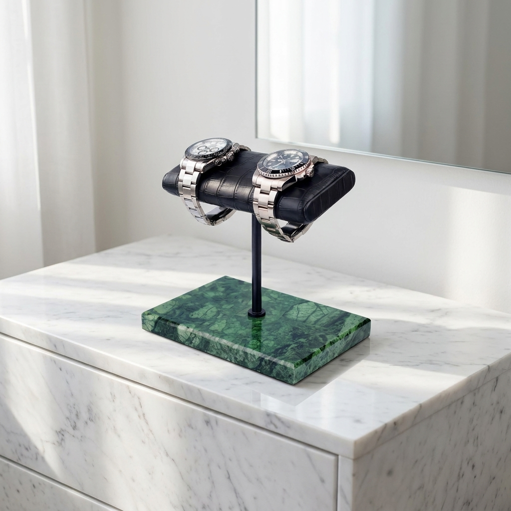 Watch Stand – Double Cushion Marble Green - Watch Stand