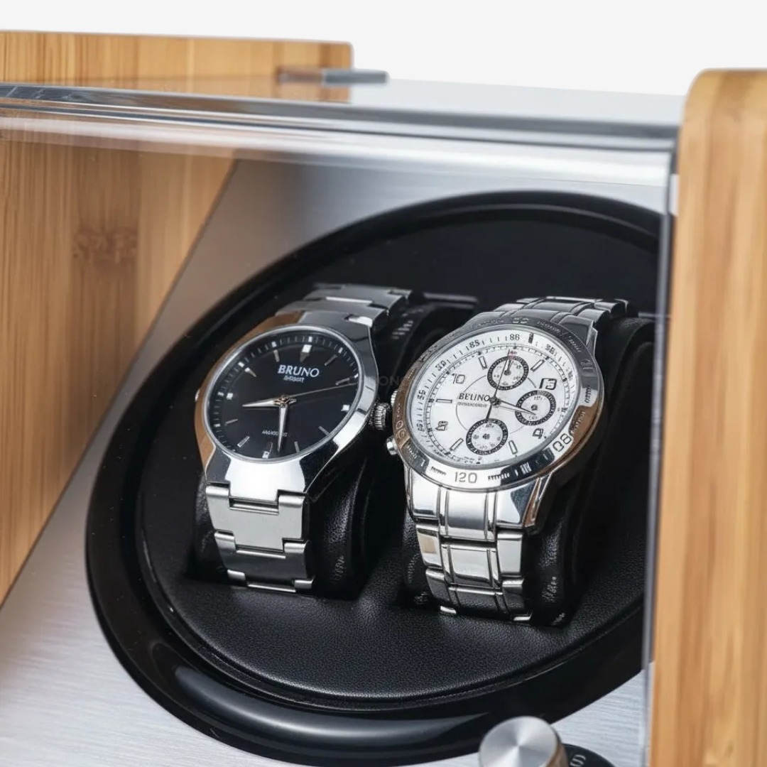 Watch Winder – Bamboo Silver Duo - Watch Winder