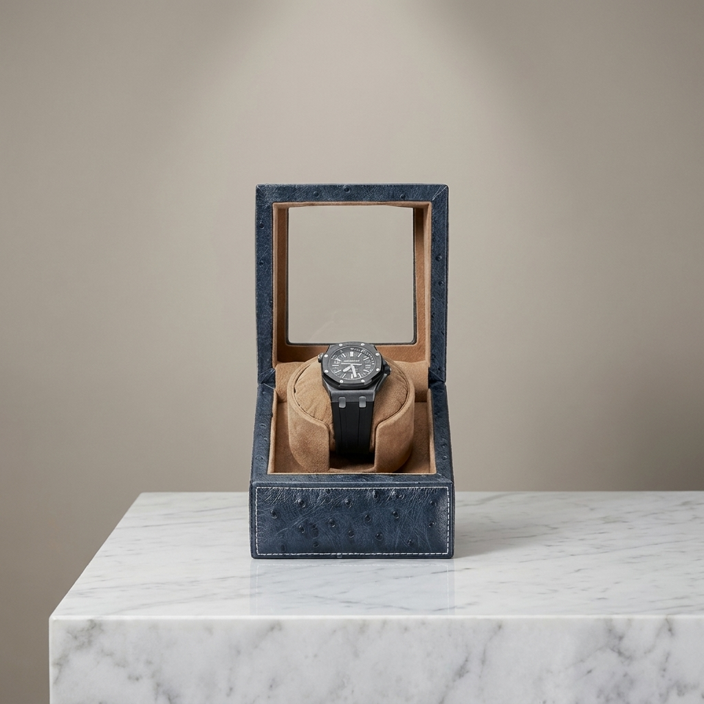 Watch Winder – Blue Ostrich - Watch Winder
