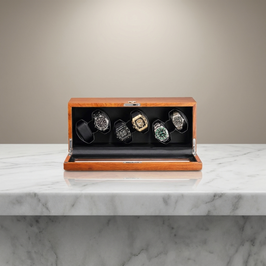 Watch Winder – Brown Walnut 6 Slots - Watch Winder