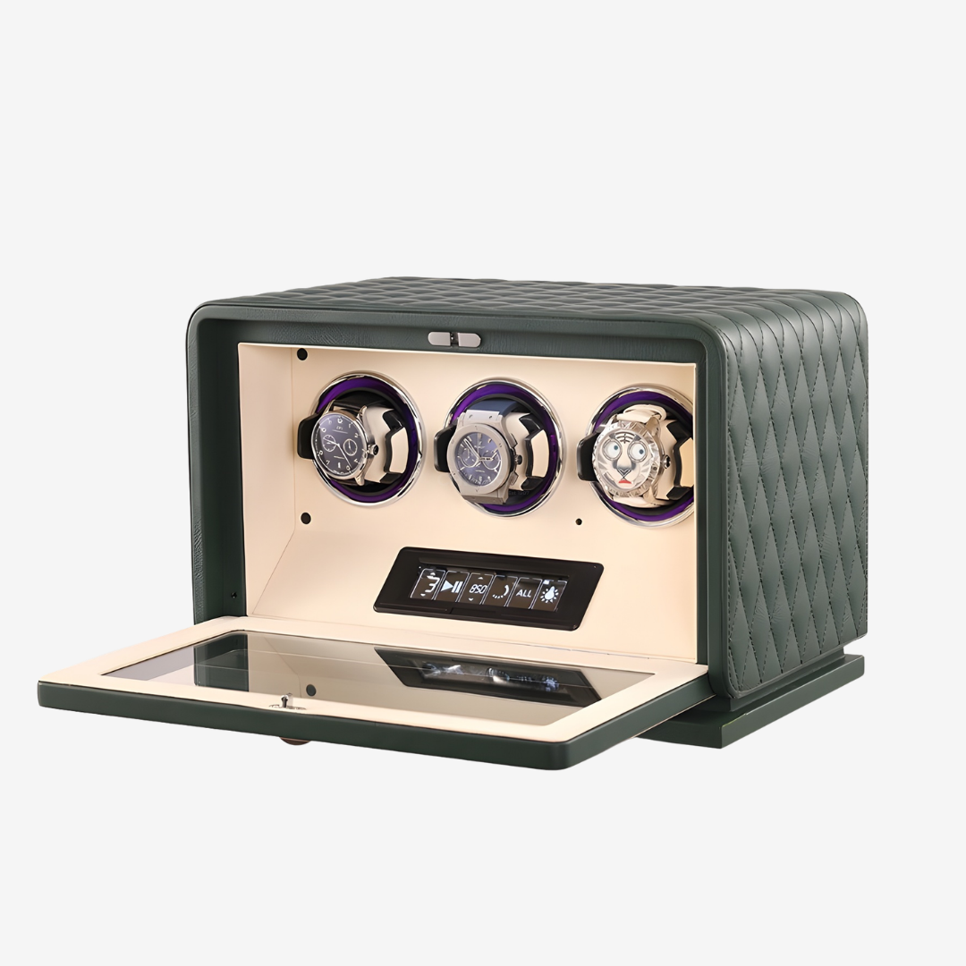 Watch Winder – Courtside 3 Slots - Olive Green - Watch Winder