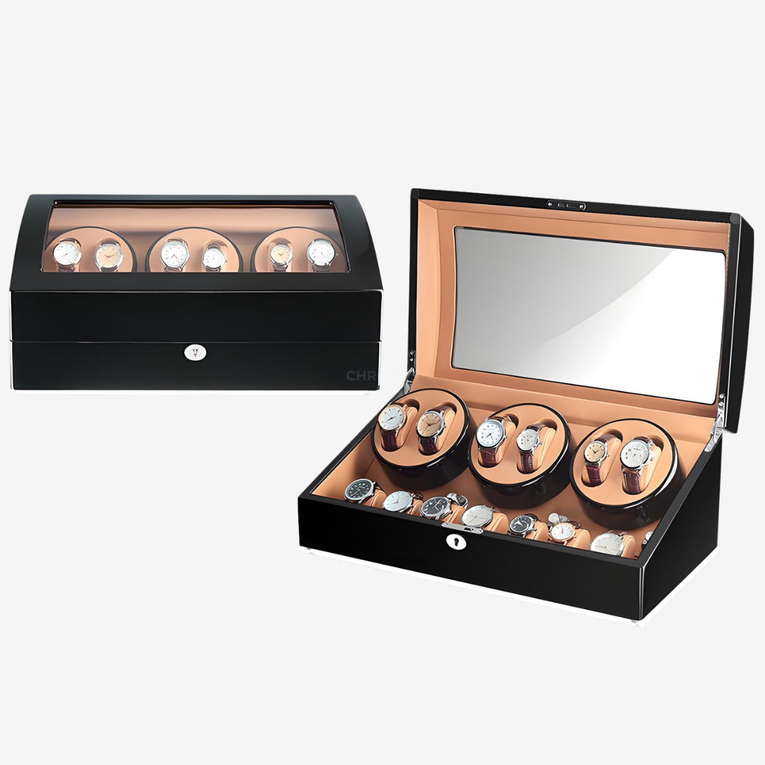 Watch Winder – Luxury Piano 6 Slots Black - Beige - Watch Winder