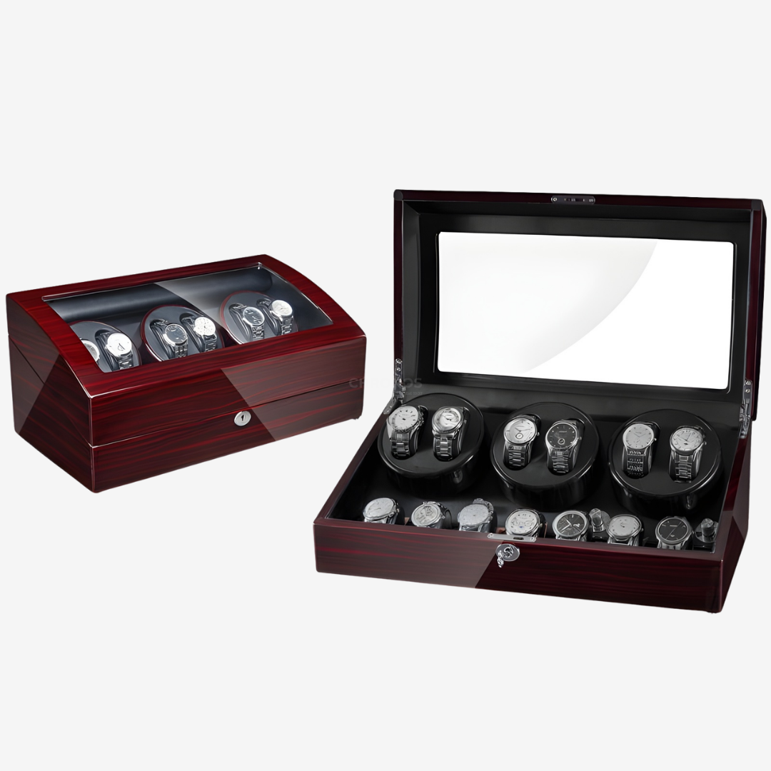 Watch Winder - Luxury Piano 6 Slots Wood - Black - Watch Winder