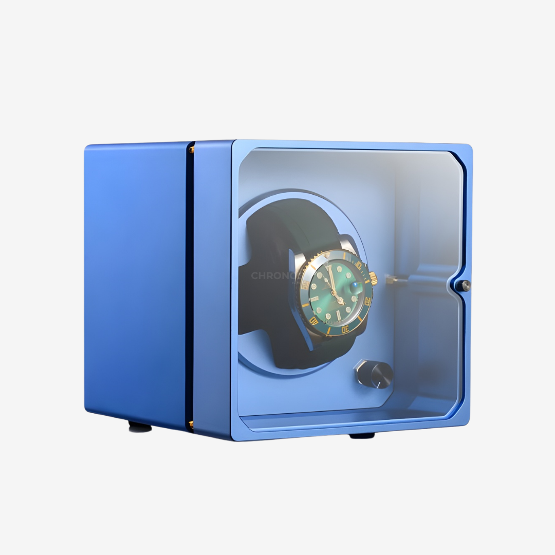 Watch Winder – Nexus Cube - Blue Aluminum - Watch Winder
