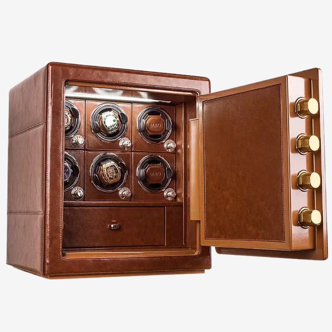 Watch Winder Safe – Atlas Vault 6 - Brown - Watch Winder