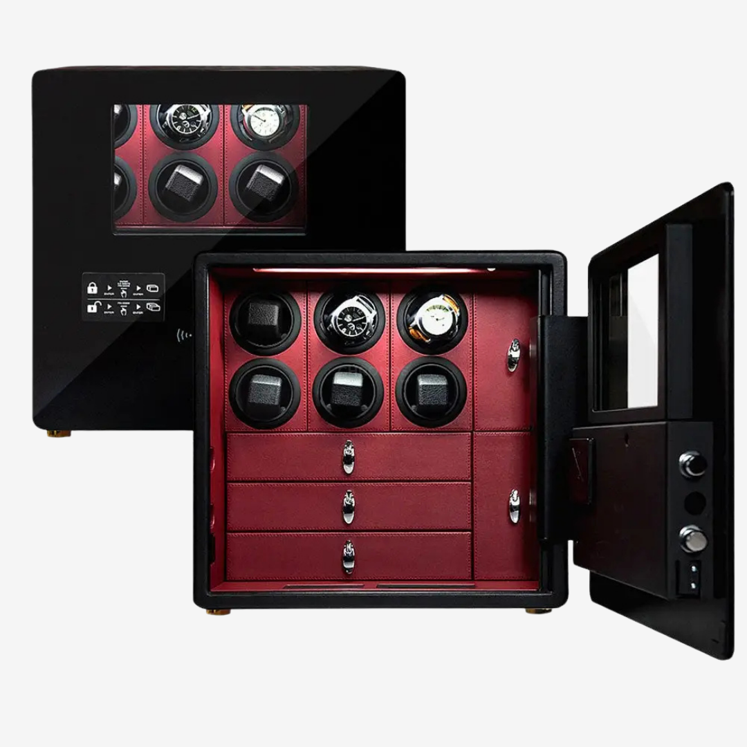 Watch Winder Safe – Bastion Fortress 6 - Red - Watch Winder