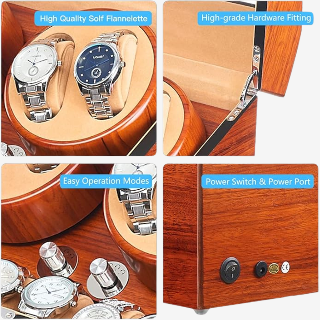 Watch Winder - Walden 4 Rotating + 9 Slots - Watch Winder