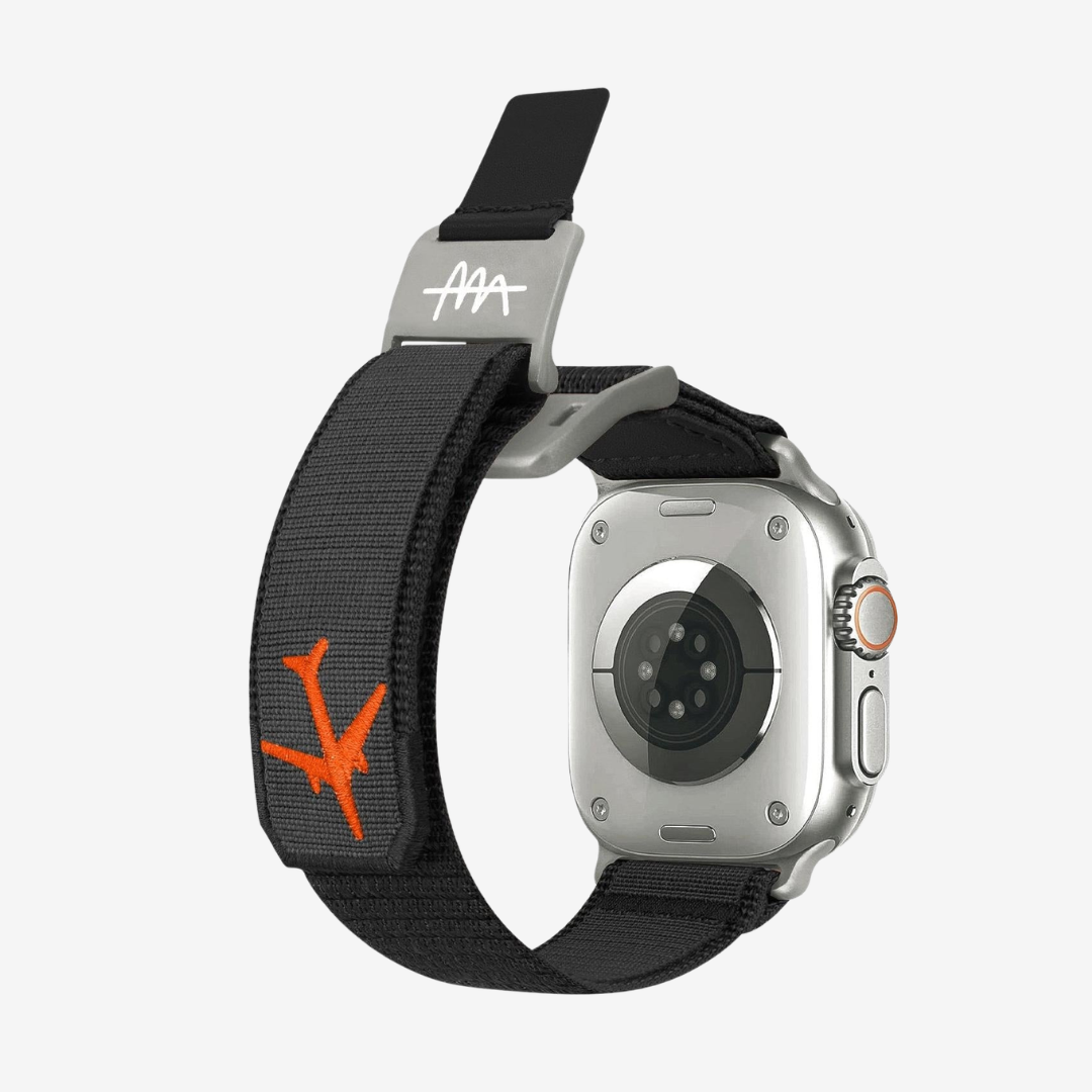 Wild Trail Mag Buckle Nylon Band For Apple Watch - Black Band-Titanium Buckle / 49mm - Watch Band