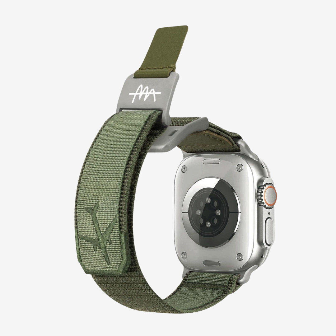 Wild Trail Mag Buckle Nylon Band For Apple Watch - Green Band-Titanium Buckle / 49mm - Watch Band