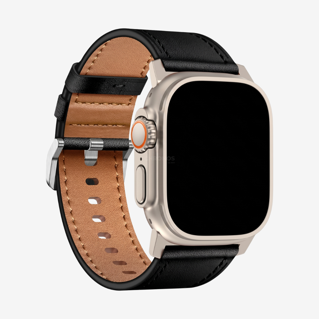 Wilderness Leather Band - Black / Titanium / 44mm/45mm/46mm/49mm - Watch Band