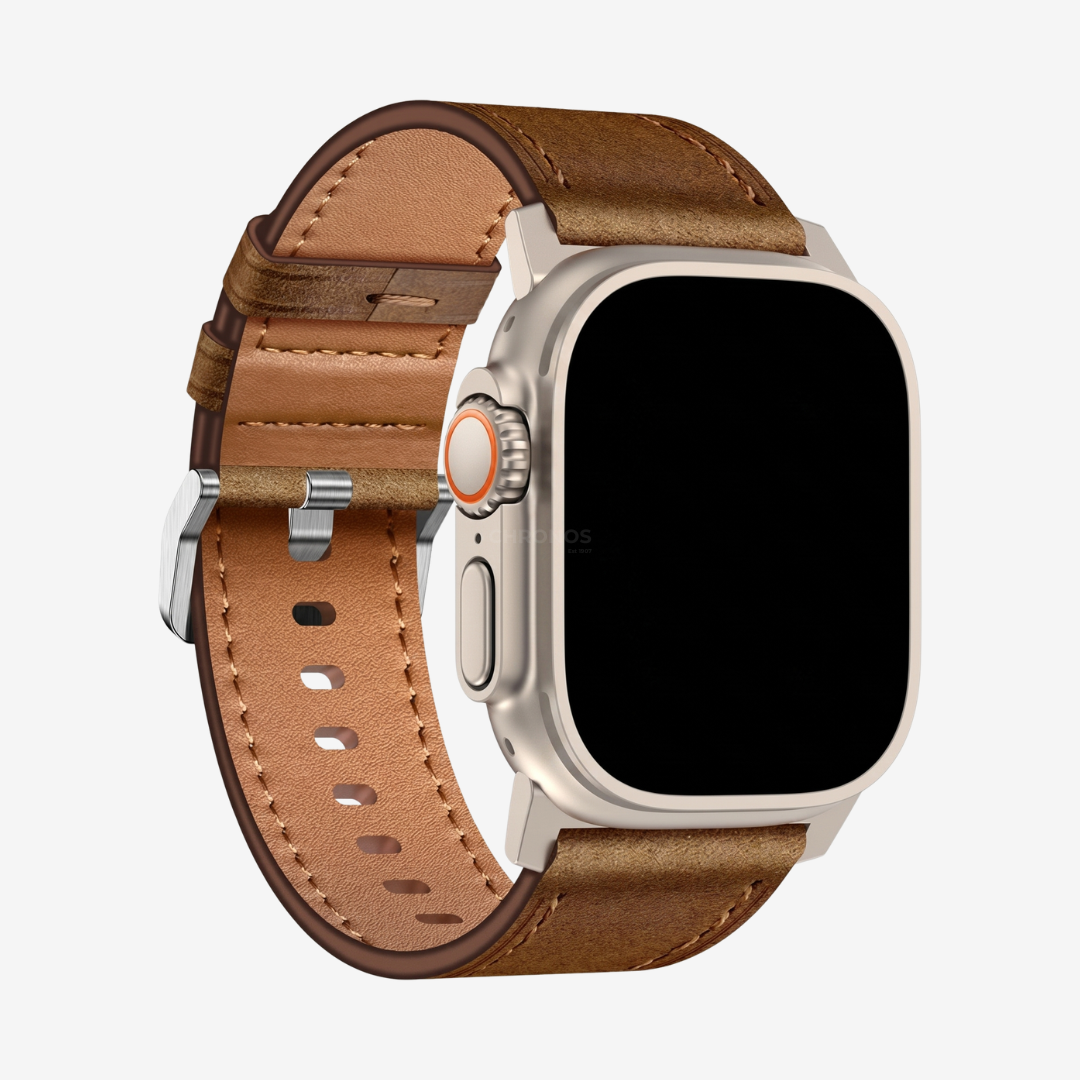 Wilderness Leather Band - Brown / Titanium / 44mm/45mm/46mm/49mm - Watch Band